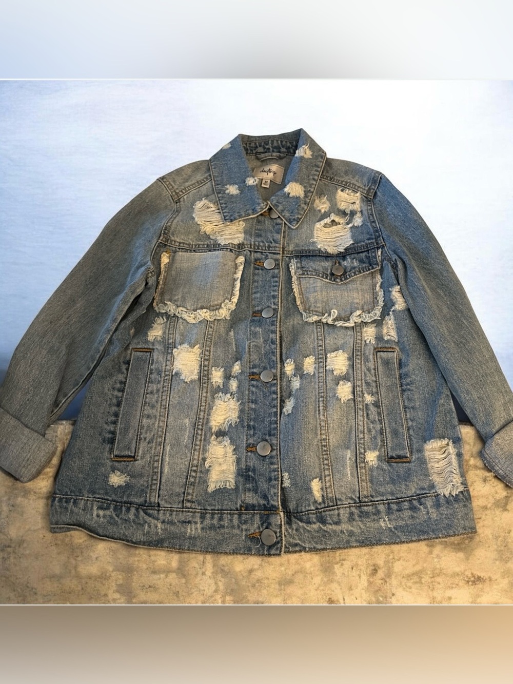Daytrip Distressed Light Blue Denim Trucker Jacket